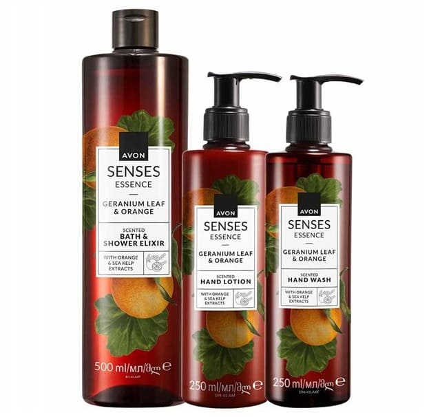 Coffret pour le bain Avon Senses geranium & orange