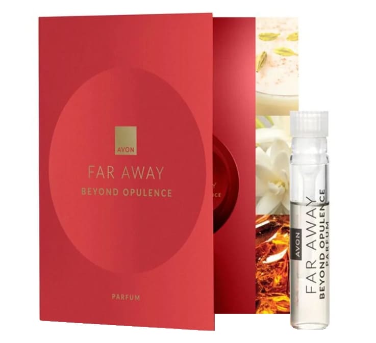 Carte échantillon parfum Avon Far Away Beyond Opulence