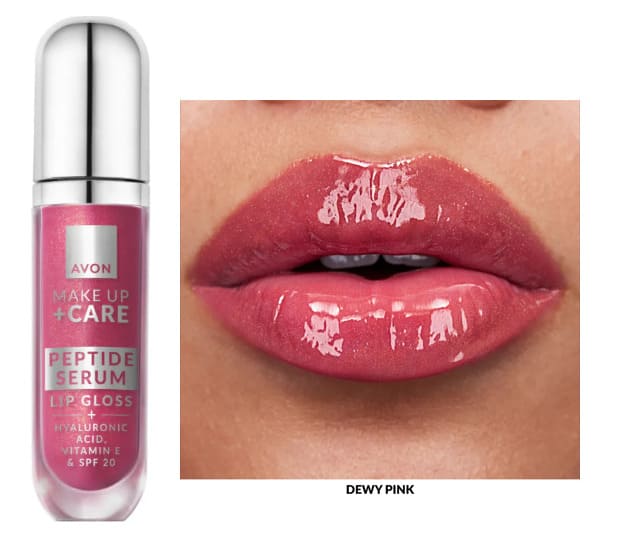Avon Lipgloss Serum Peptid Dewy Pink