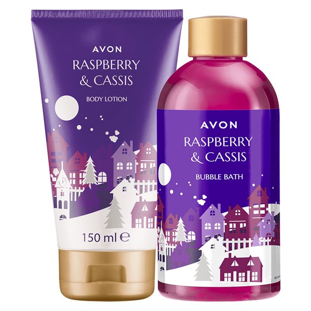 Lot cadeau bain moussant + lait hydratant pour le corps framboise & cassis