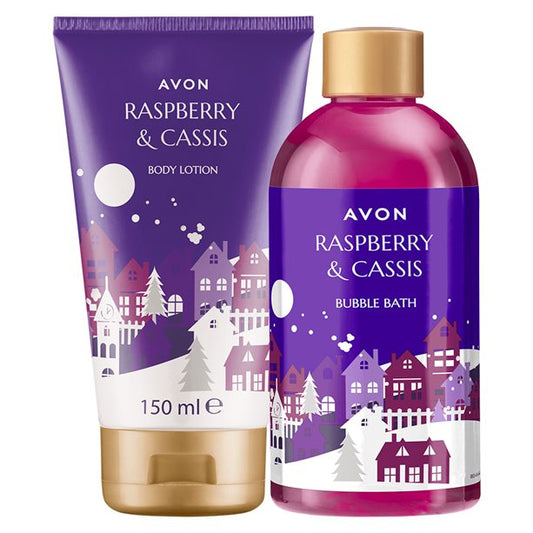 Lot cadeau bain moussant + lait hydratant pour le corps framboise & cassis