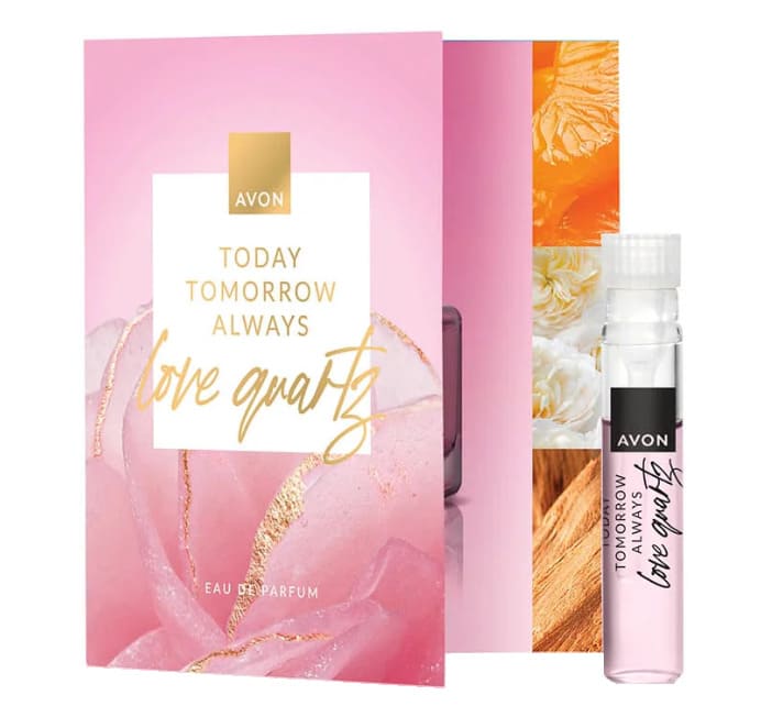 Carte échantillon parfum Avon TTA Love Quartz